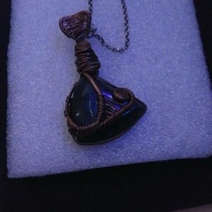 Lapis Lazuli wire wrap custom hand made copper